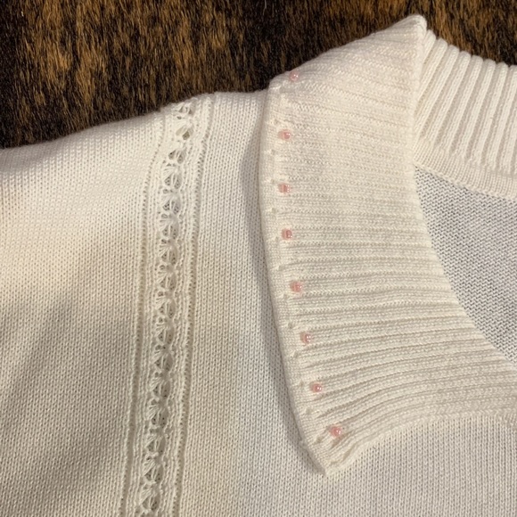 Koret size Medium white short sleeve button up lightweight sweater with collar - Picture 5 of 9